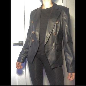 Vakko INC leather blazer jacket